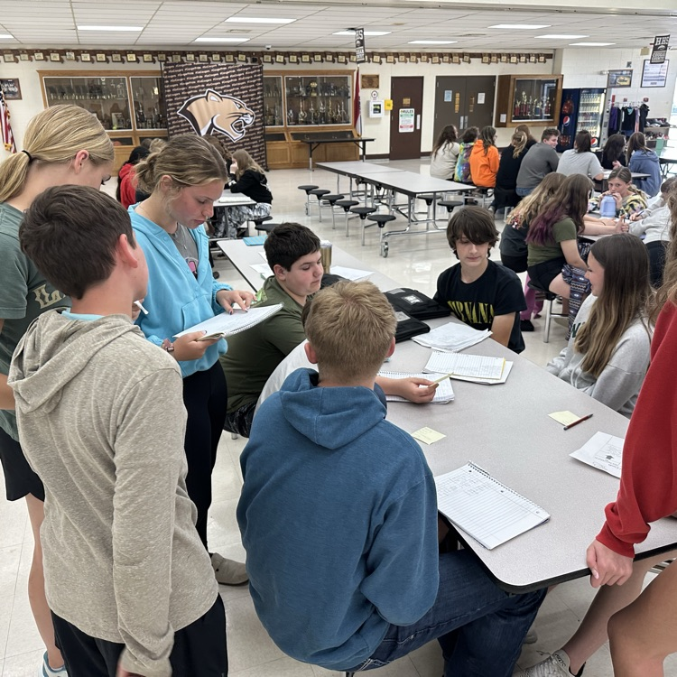 jr high students working on core values