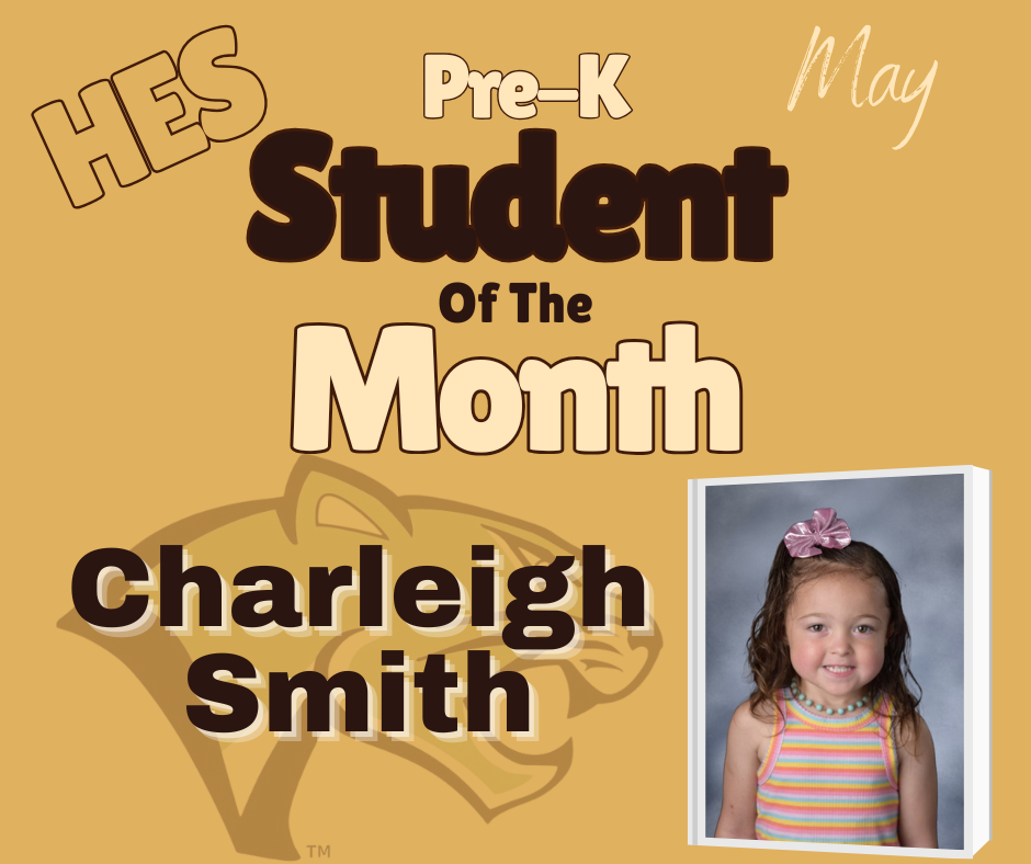 May PreK Student of the Month Charleigh Smith