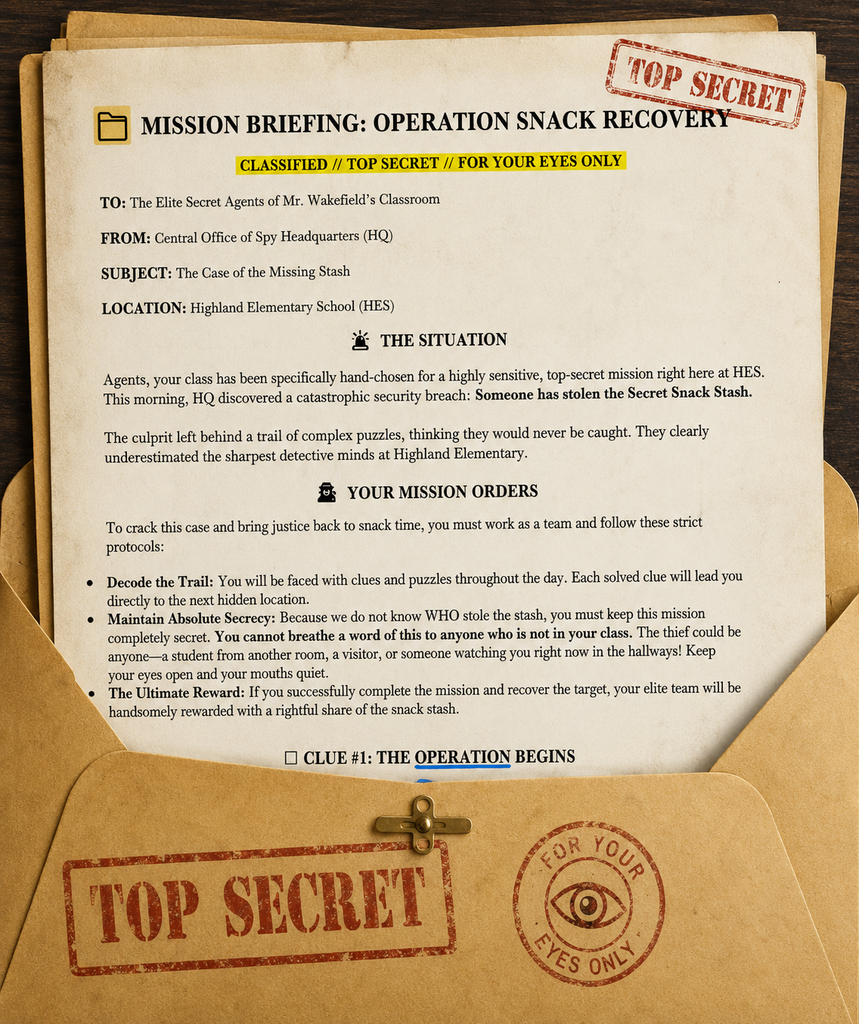 Top secret scavenger hunt mission letter