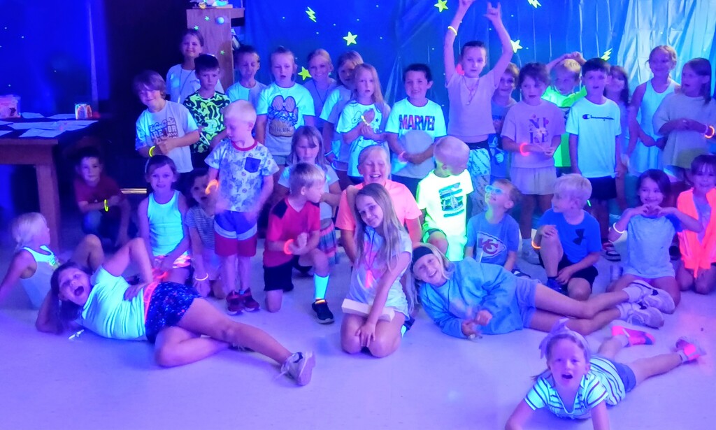 Group of glowing kids