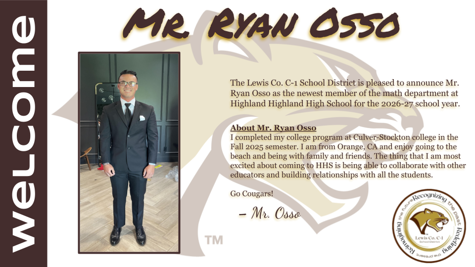 Ryan Osso  staff announcement containing a picture as well as a short biography