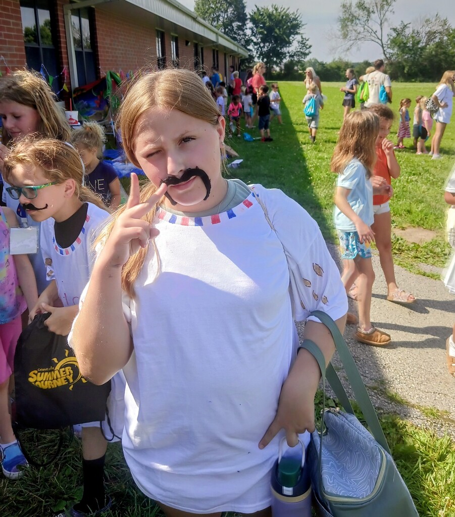 Girl with mustache