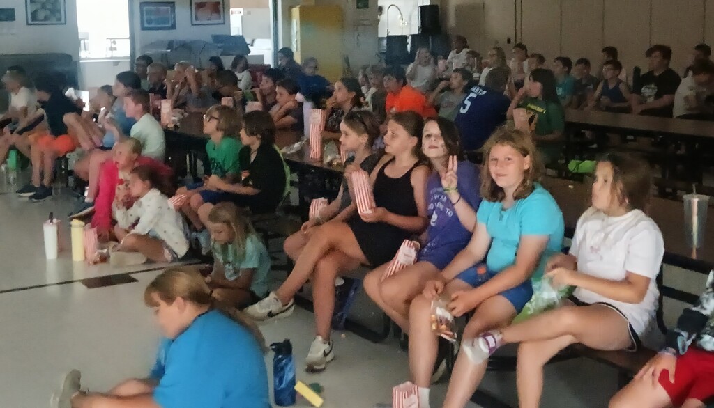 Older students watching the movie
