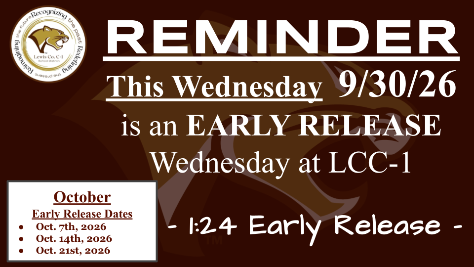 Sept. 30th - Early Release Wednesday