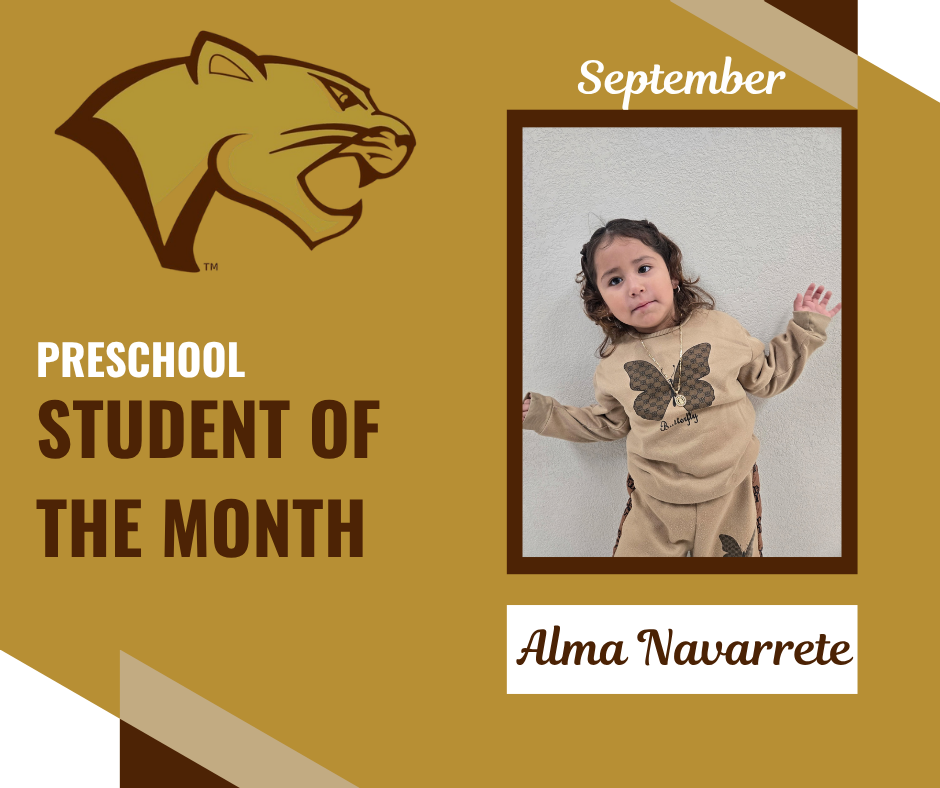 September PreK Student of the Month Announcement Alma Navarrete