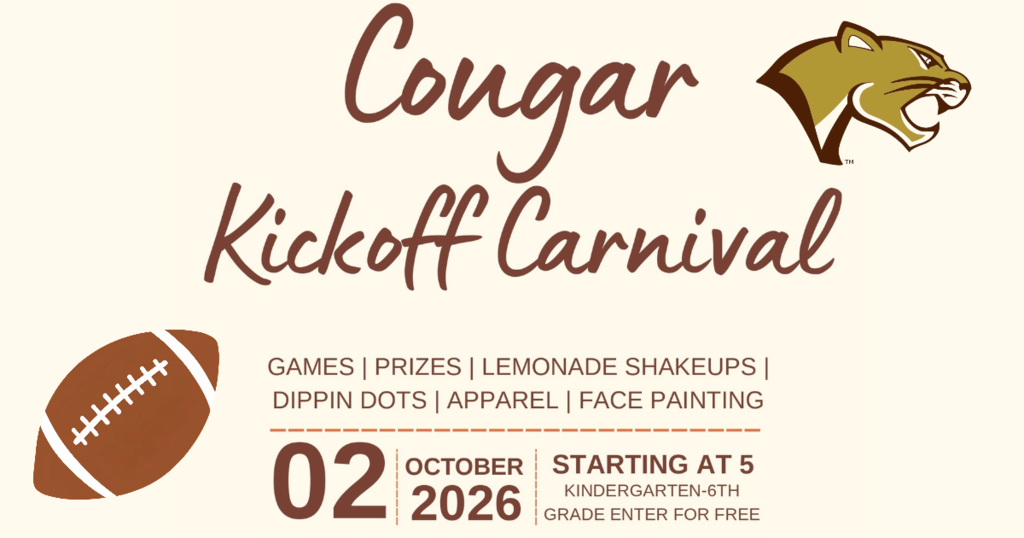 Cougar Kickoff Carnival Friday, October 2, 2026