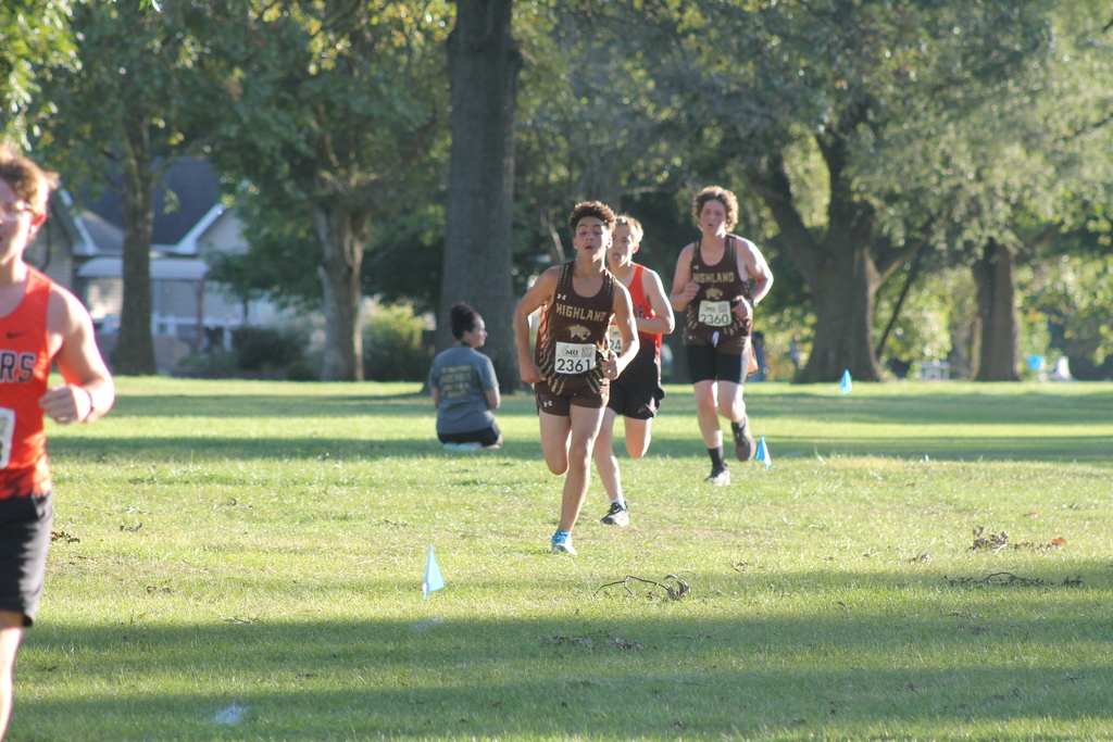 Cougar runners Kolten Lewis, with Walter Lay close behind at the CCC XC meet.
