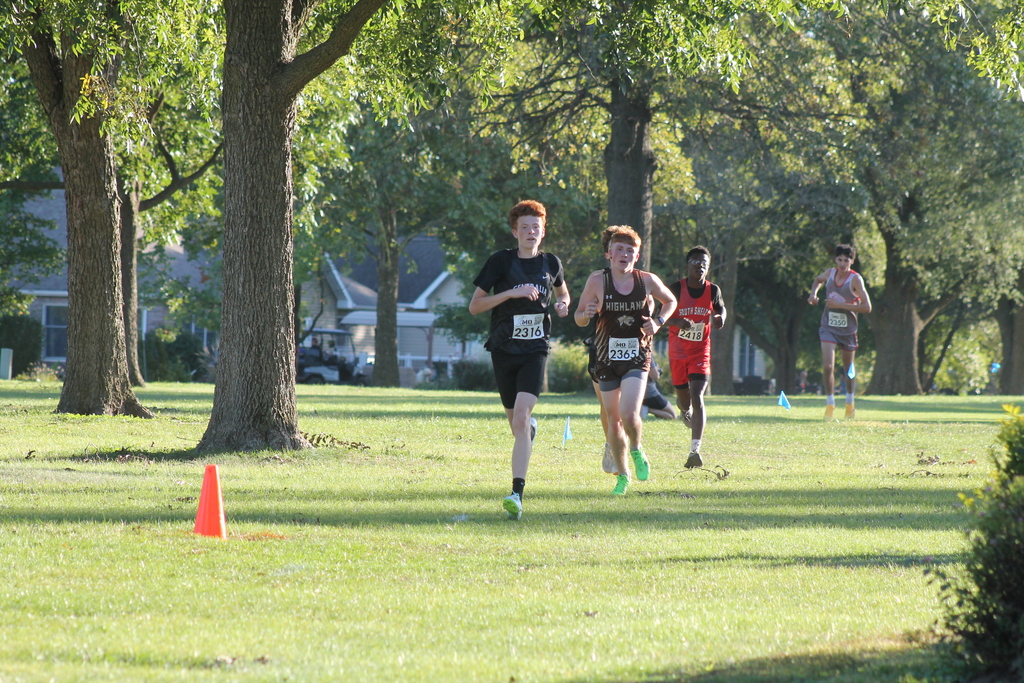 Connor Zulauf heading into the finish at the CCC meet in Monroe City.