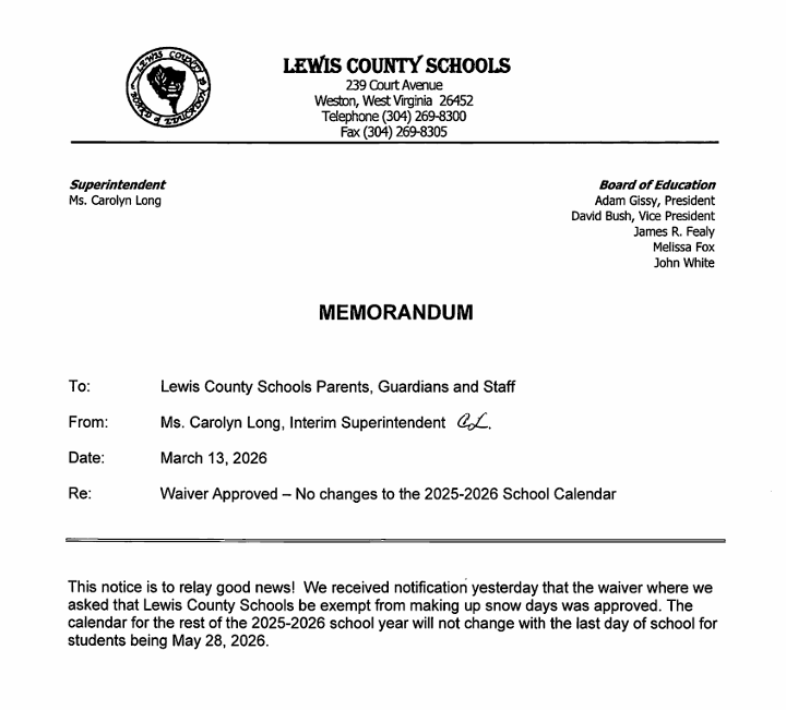 Lewis County Waiver Approved