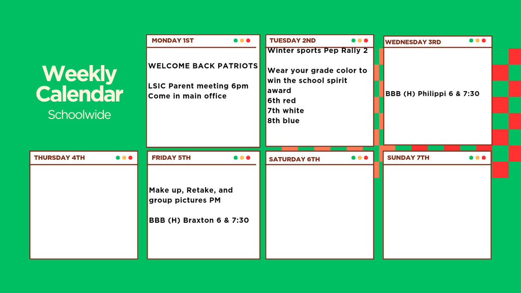 Events this week 12/1 to 12/5