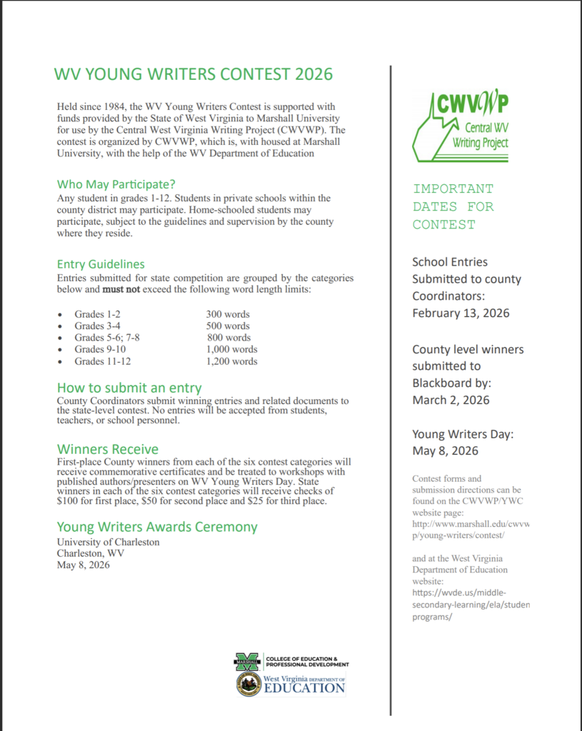 WV Young Writers Contest 2026