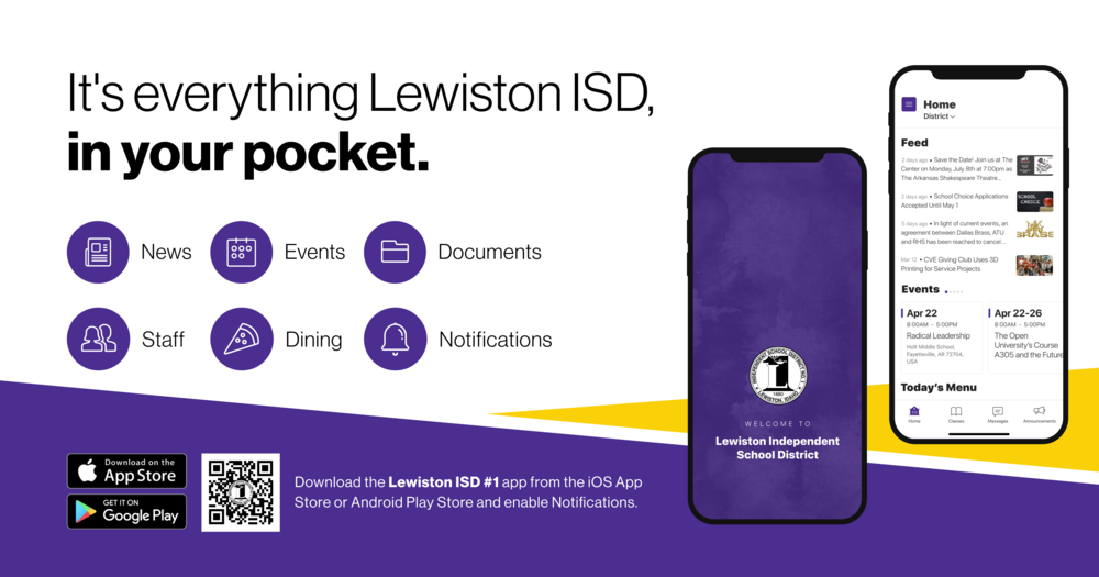 it's everything Lewiston ISD in your pocket. Images of the new app.