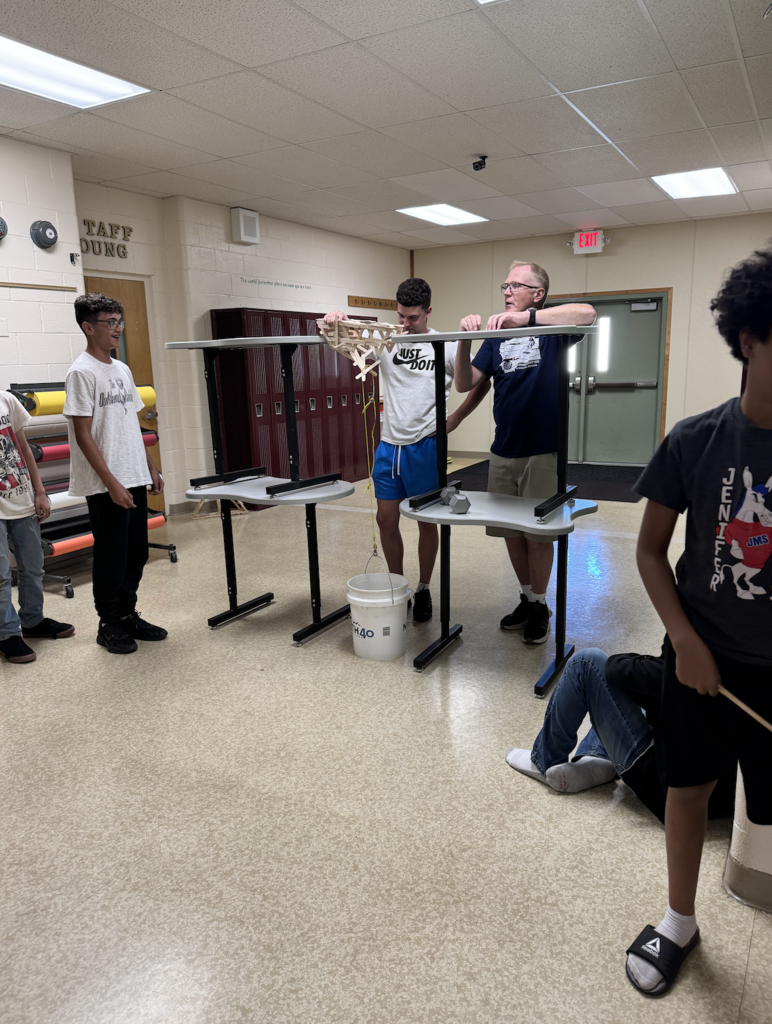 students with the bridges they built