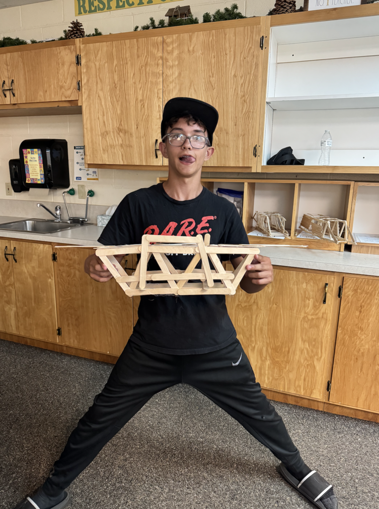 students with the bridges they built
