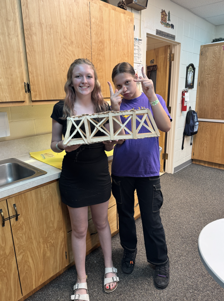 students with the bridges they built
