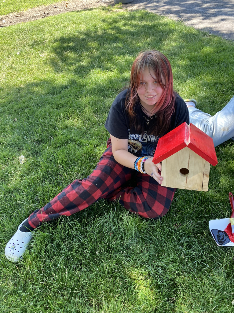 students building bird houses