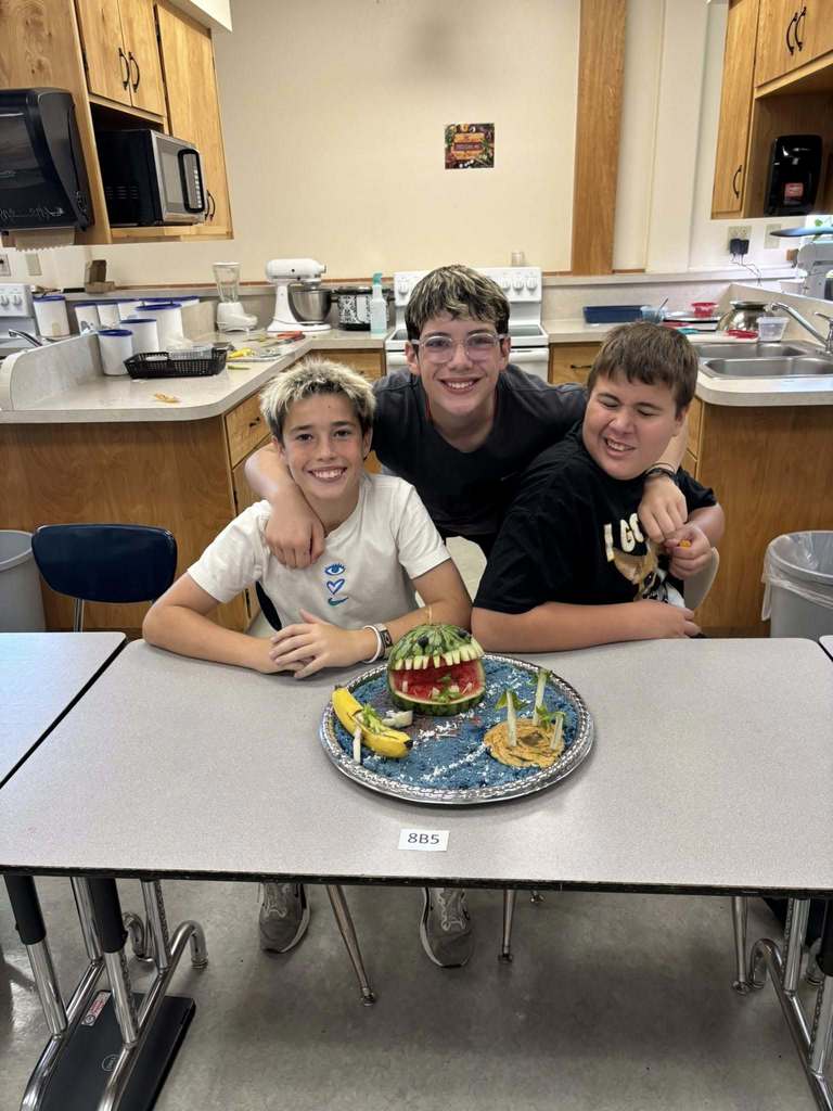 Jenifer Middle School students and their food creations