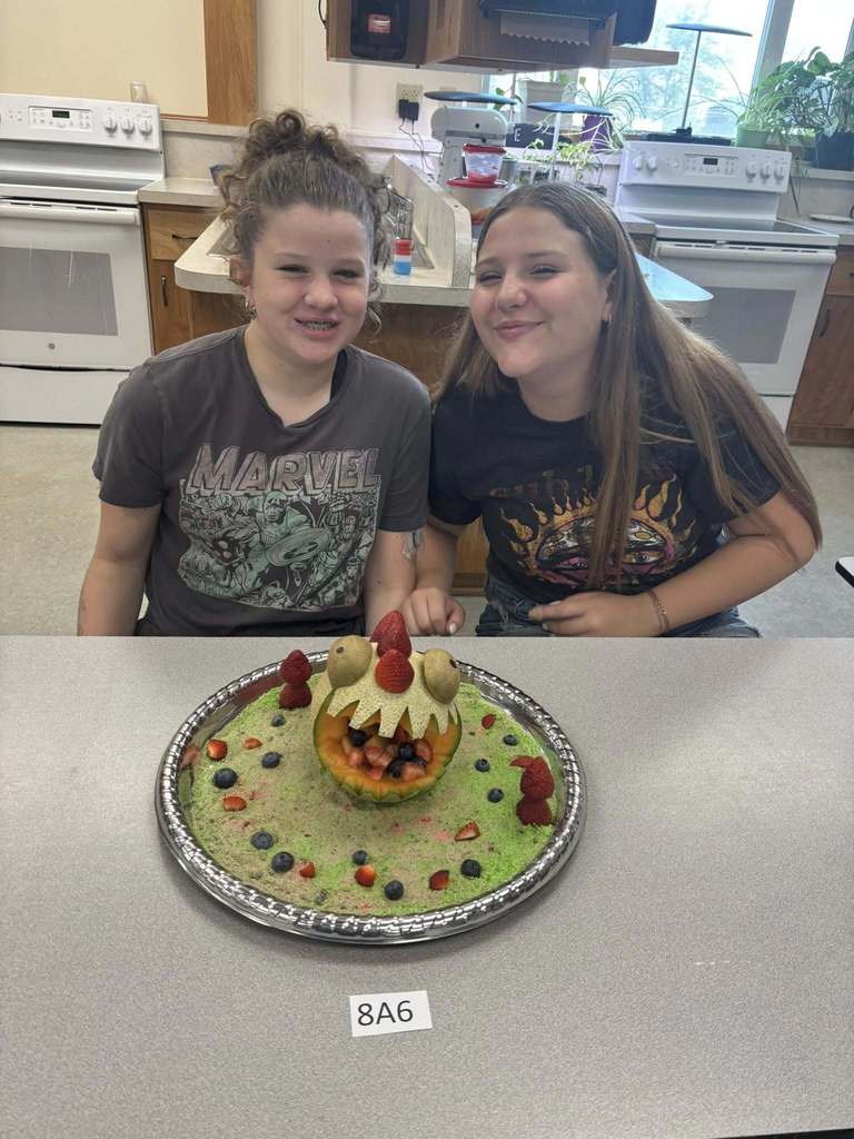 Jenifer Middle School students and their food creations