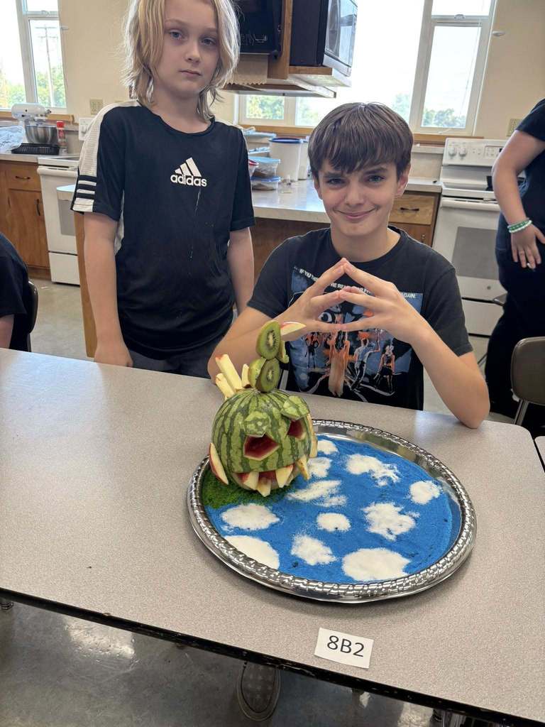 Jenifer Middle School students and their food creations