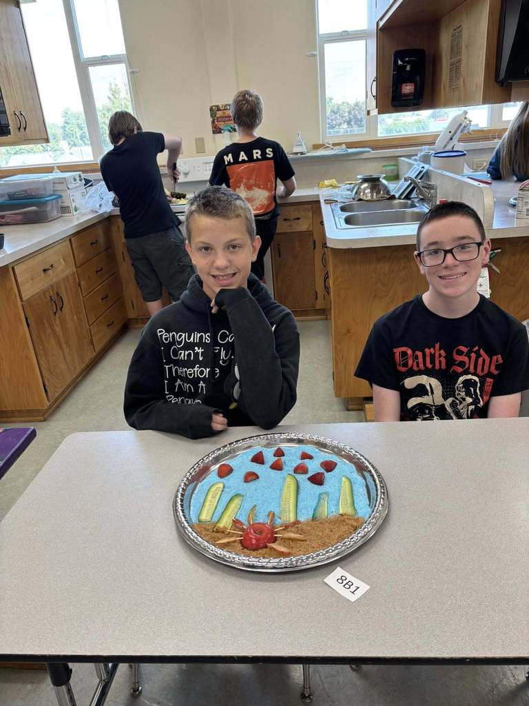 Jenifer Middle School students and their food creations