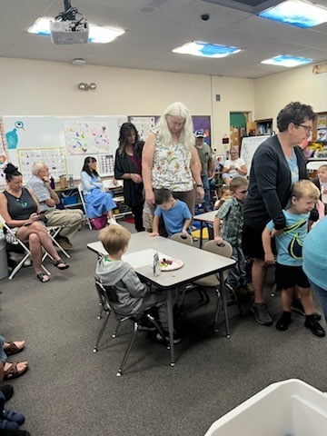 Webster Pre-K students with their grandparents