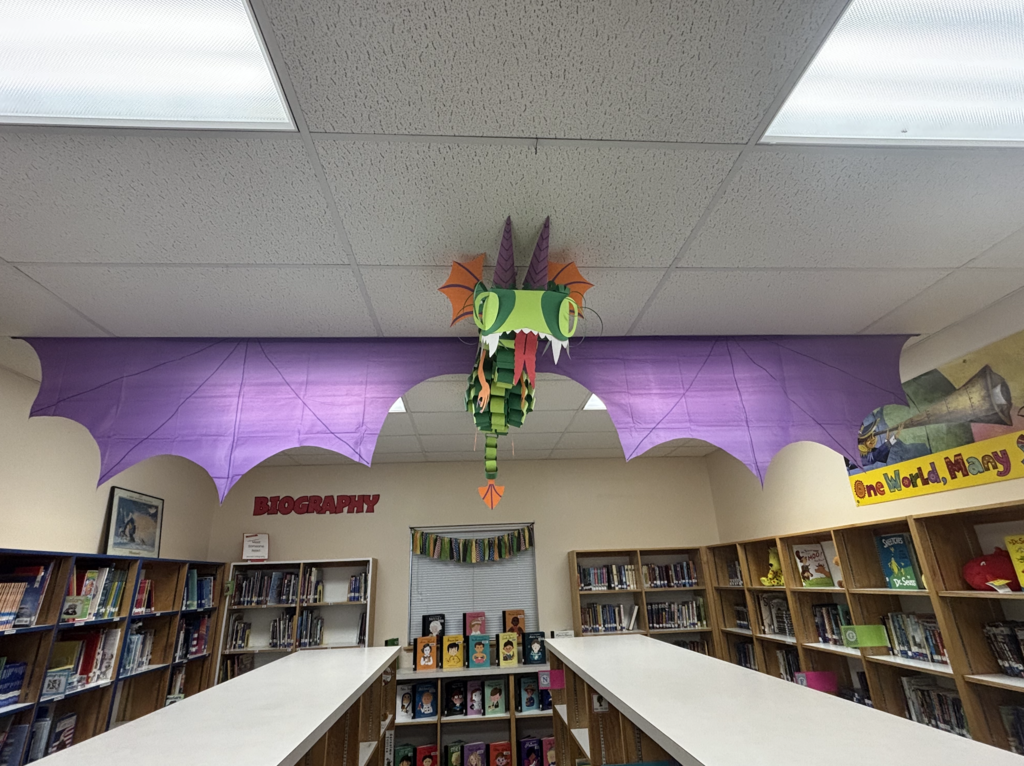 dragon artwork in library