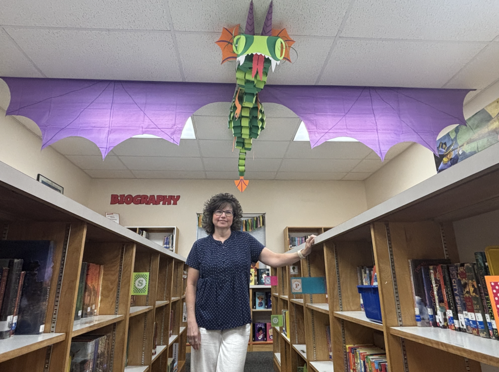 dragon artwork in library
