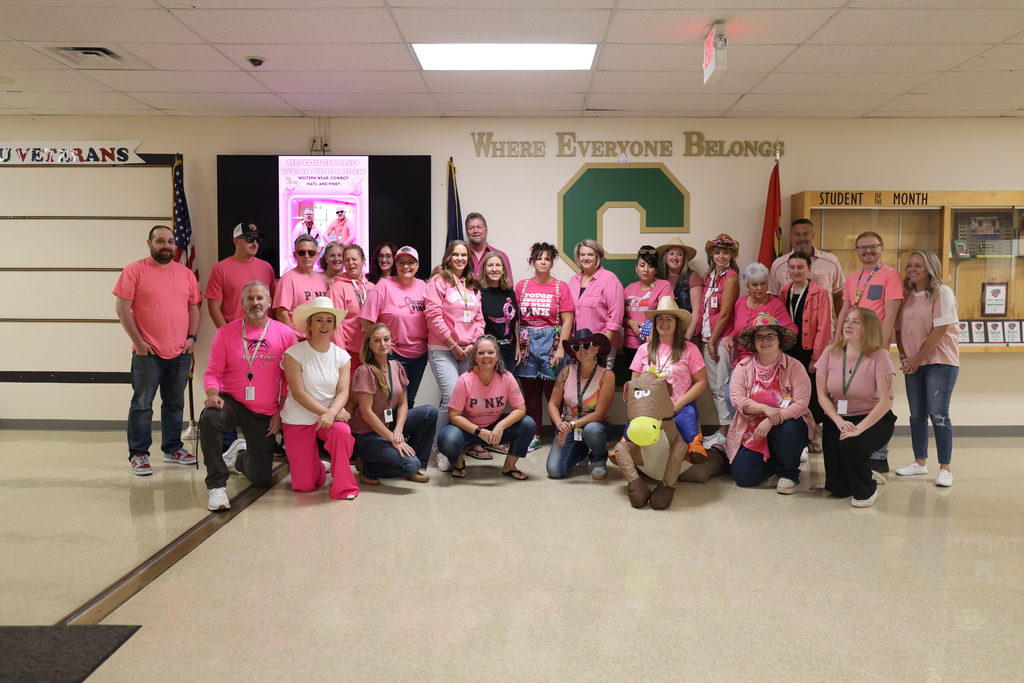 students wearing pink and western clothing