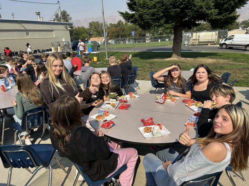 students at a school bbq
