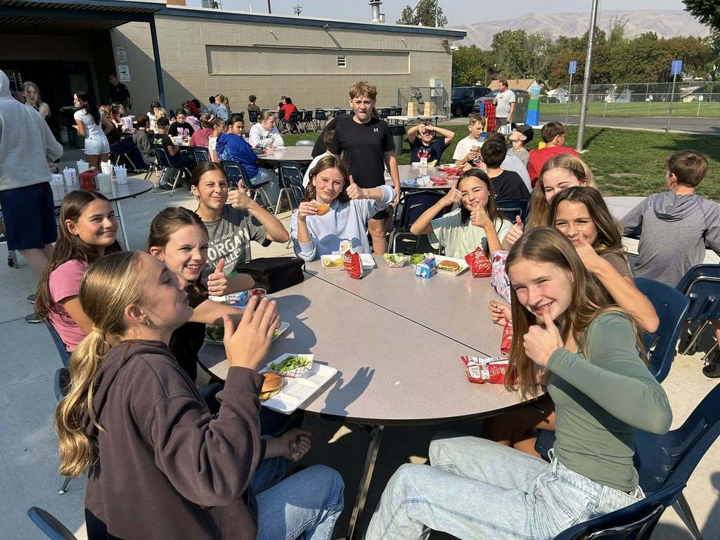 students at a school bbq