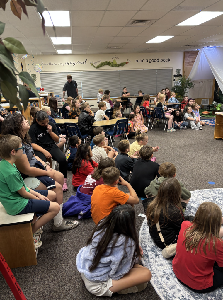 students sitting together in the library