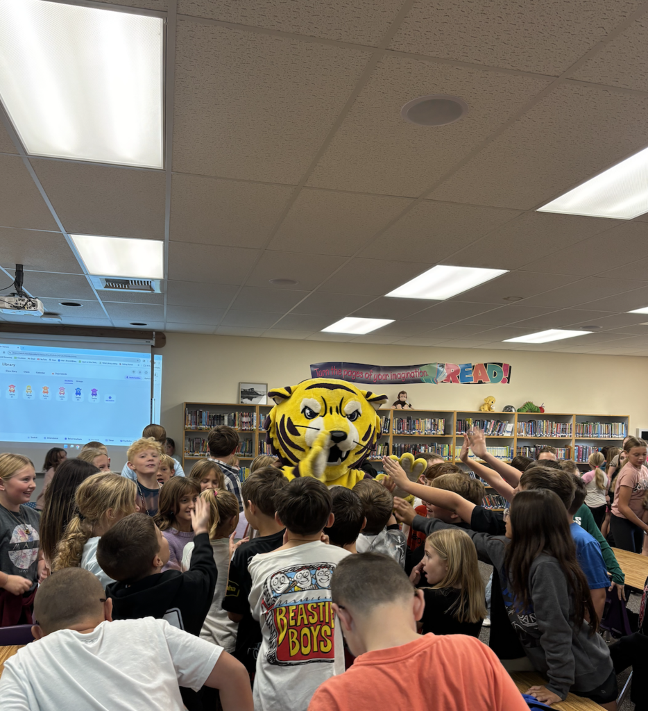 Joe Bengal in a group of students