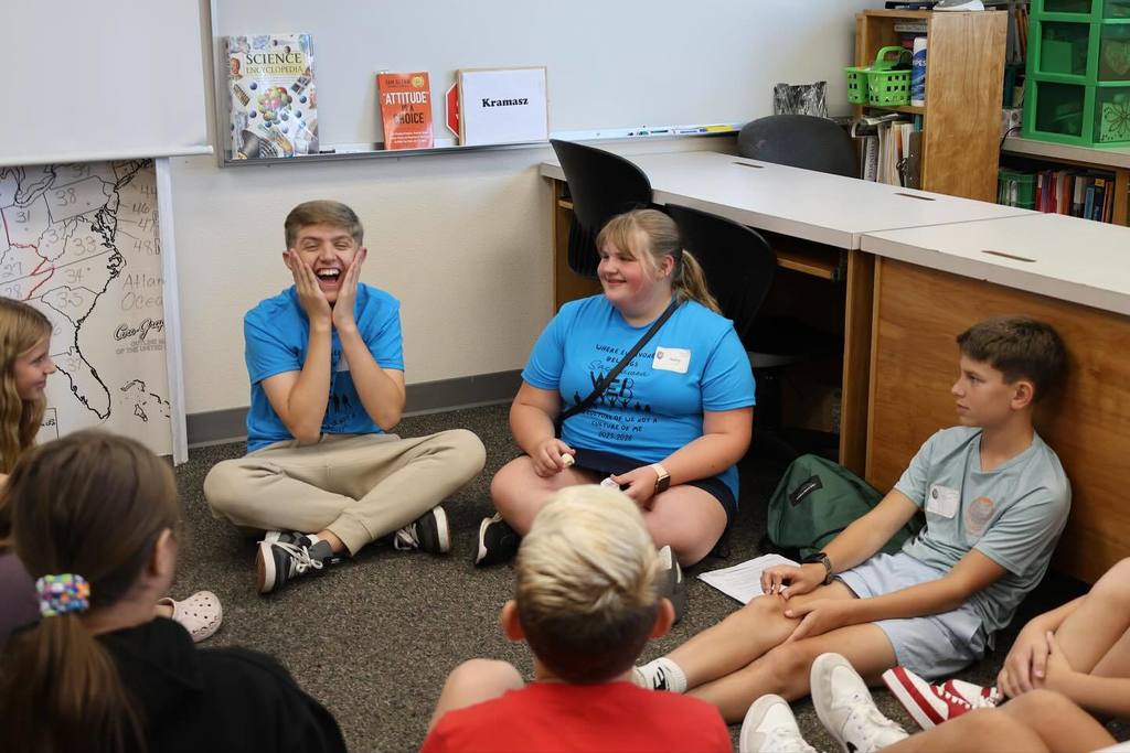 6th and 8th grade students at orientation