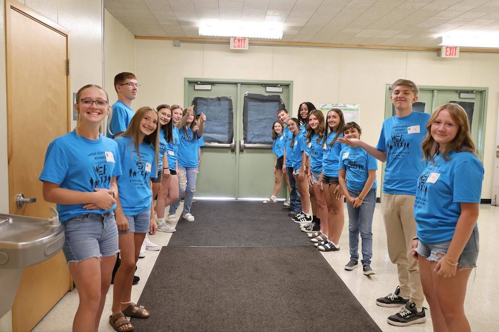 6th and 8th grade students at orientation