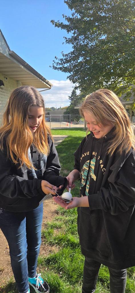 students passing an egg with spoons