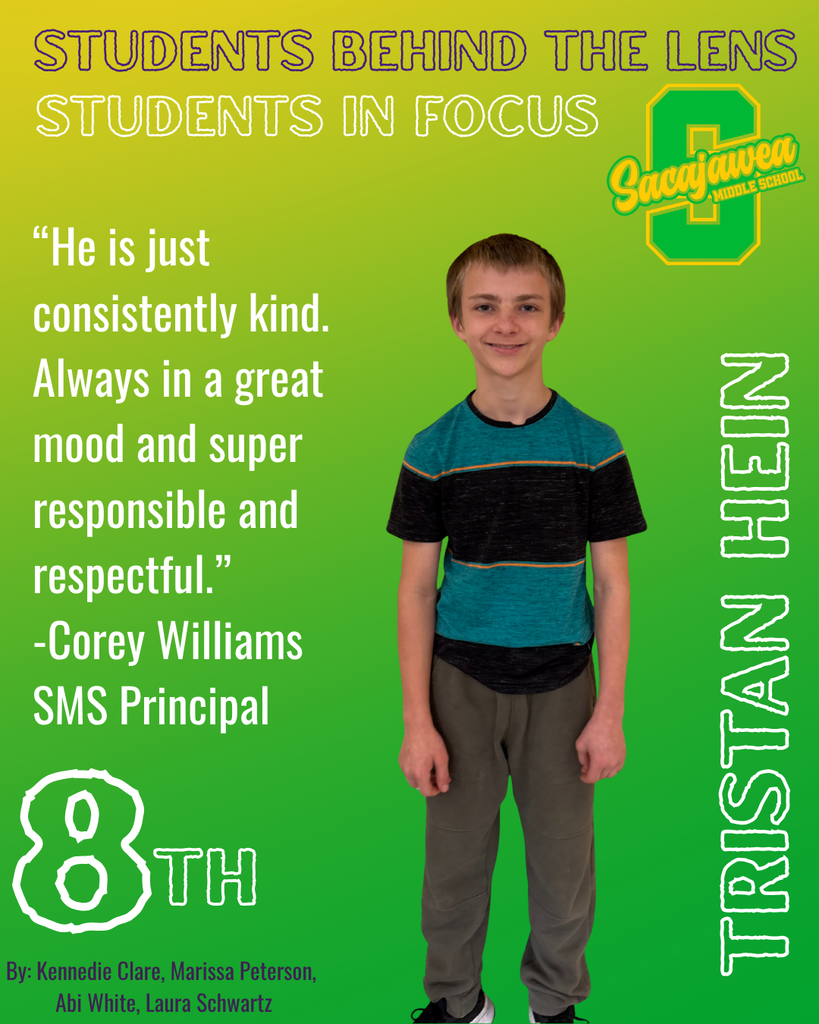 student in grey pants, striped shirt, and blonde/brown hair