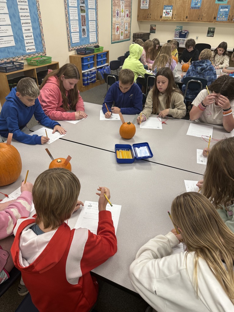students trying to make a battery out of a pumpkin