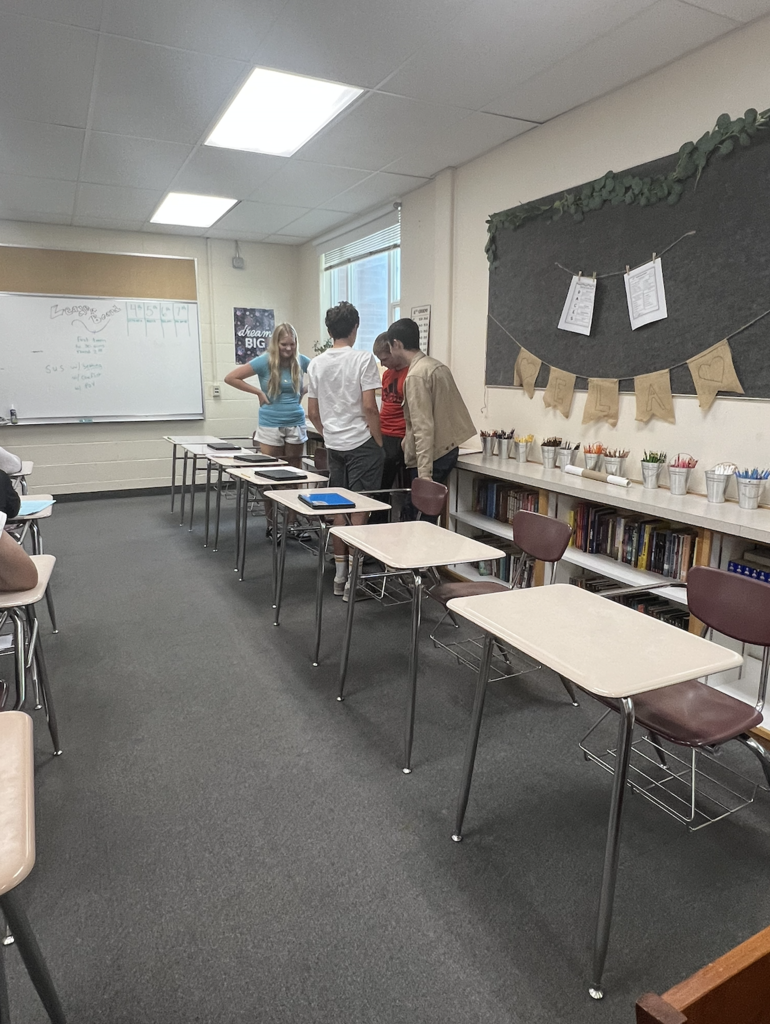 students in a classroom conducting a mock trial