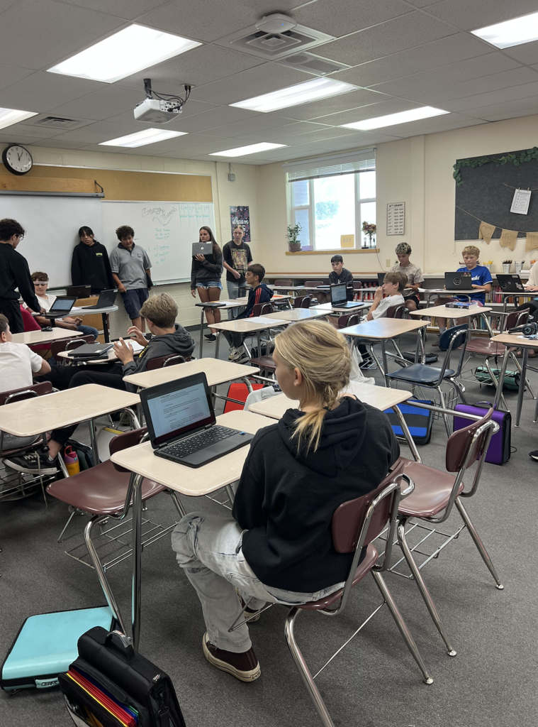 students in a classroom conducting a mock trial