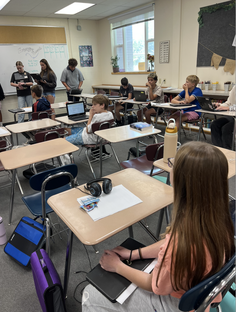 students in a classroom conducting a mock trial