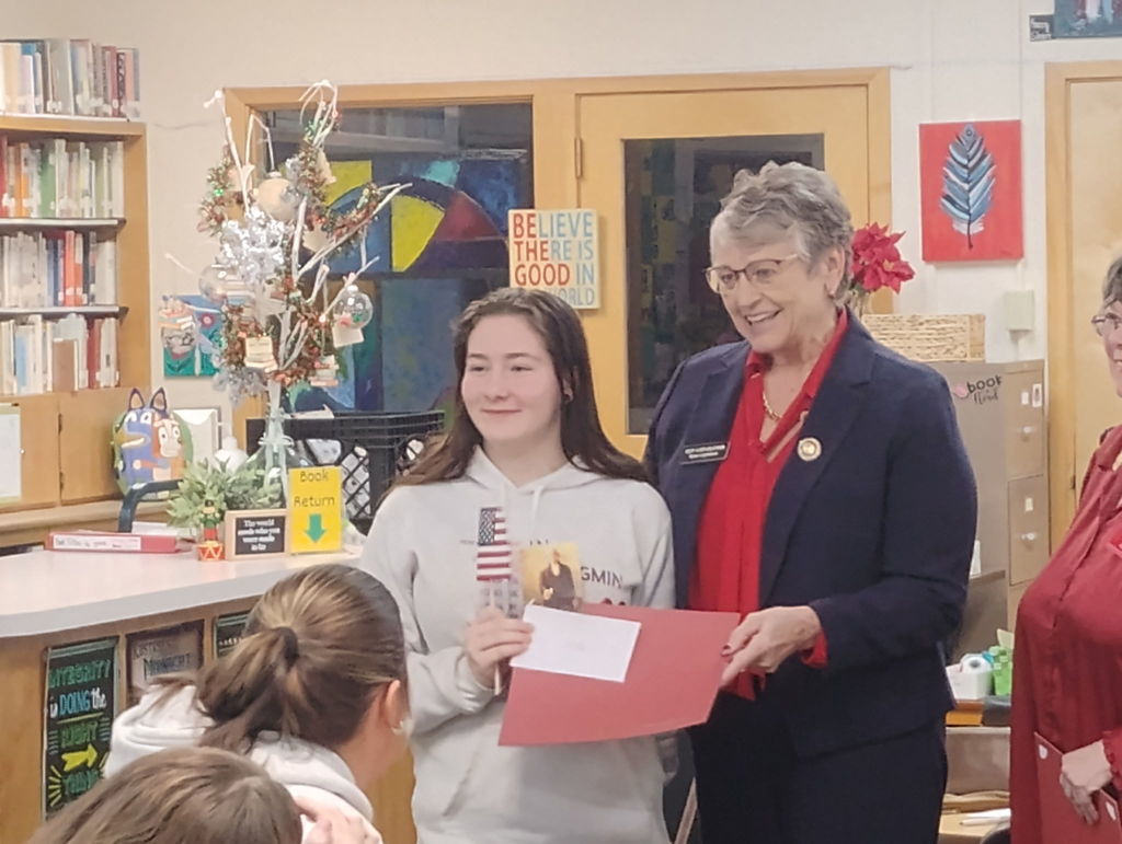 students receiving writing awards