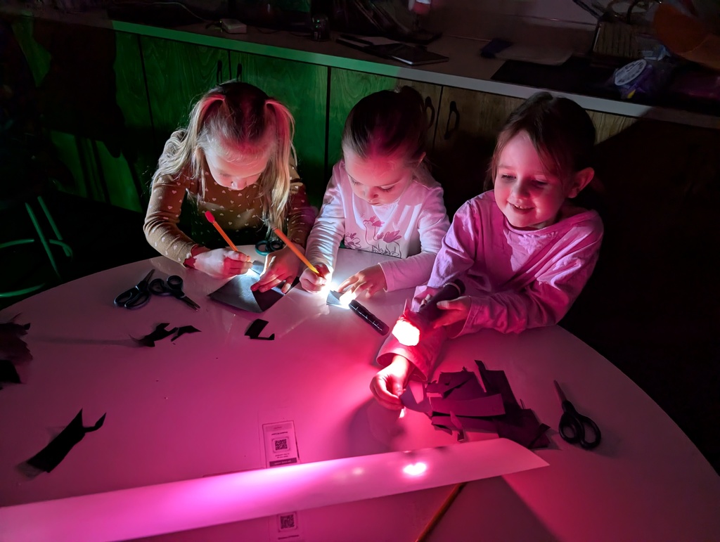 students working on science