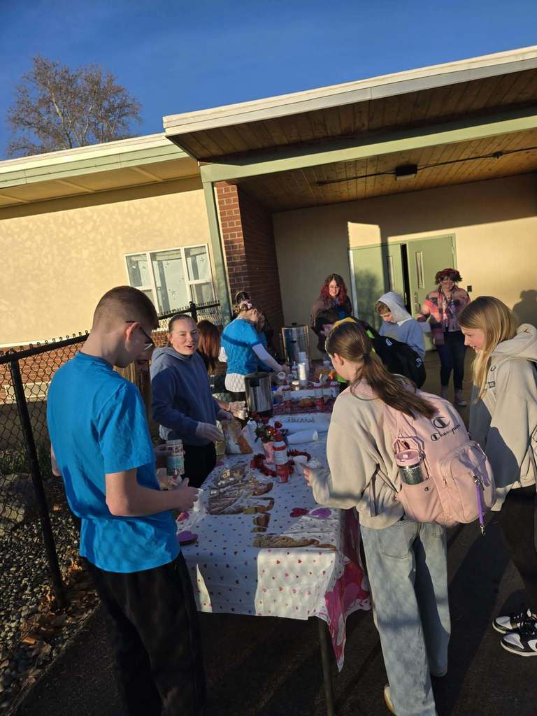 students enjoying hot chocolate