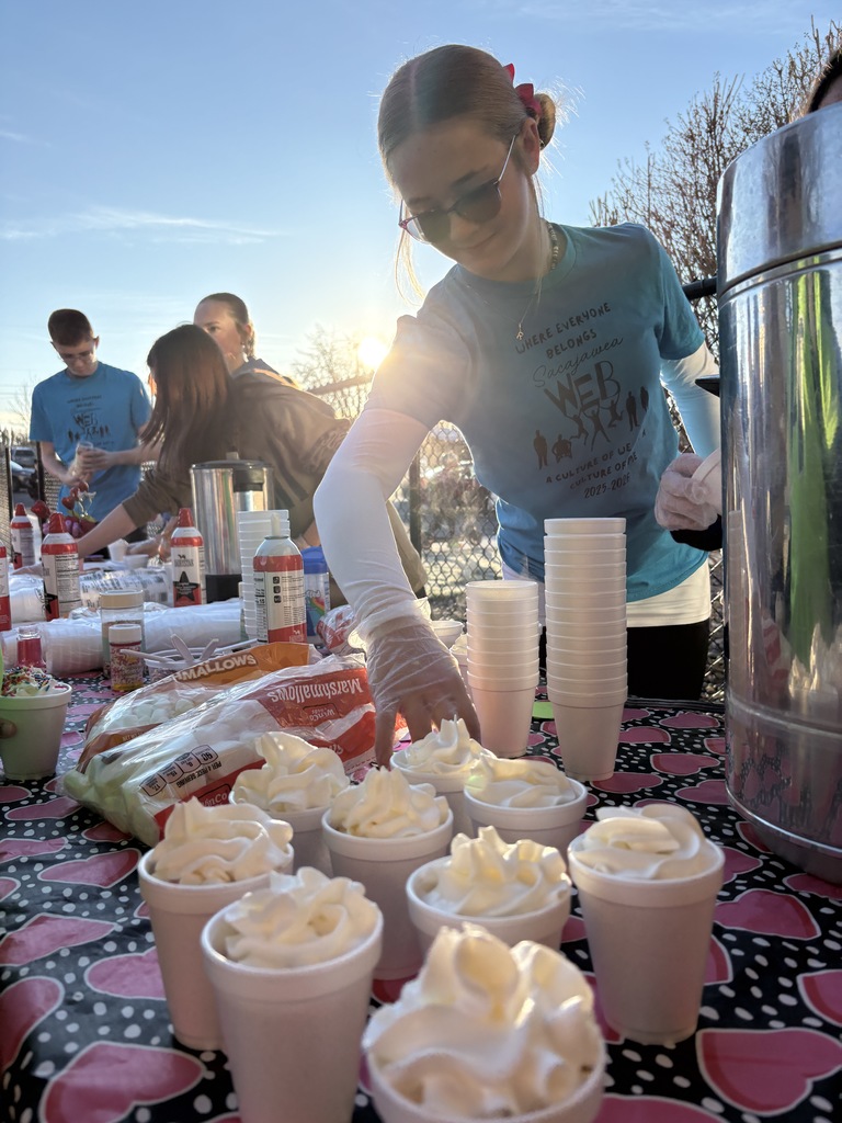 students enjoying hot chocolate