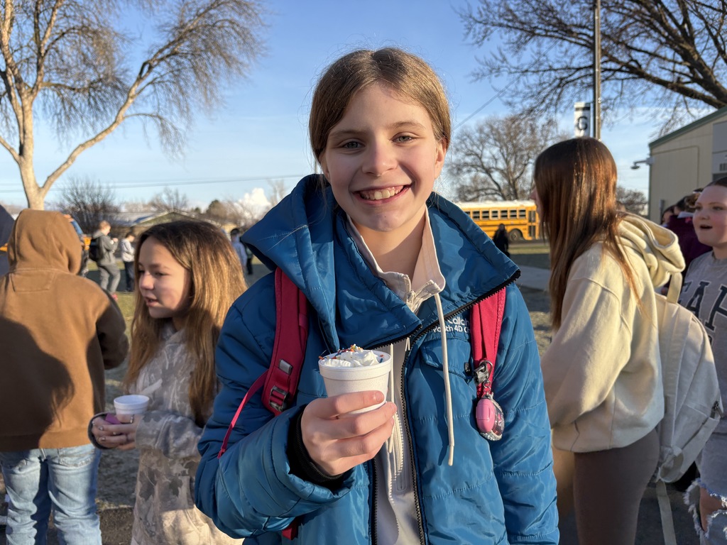 students enjoying hot chocolate