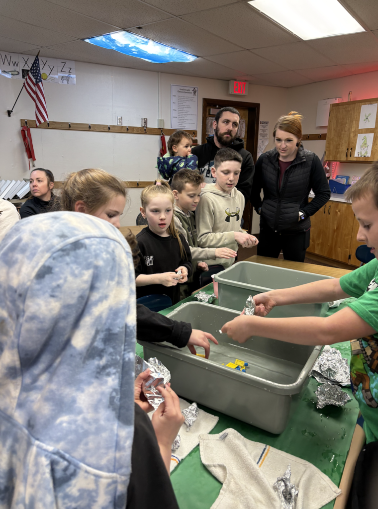 students participating in STEM night