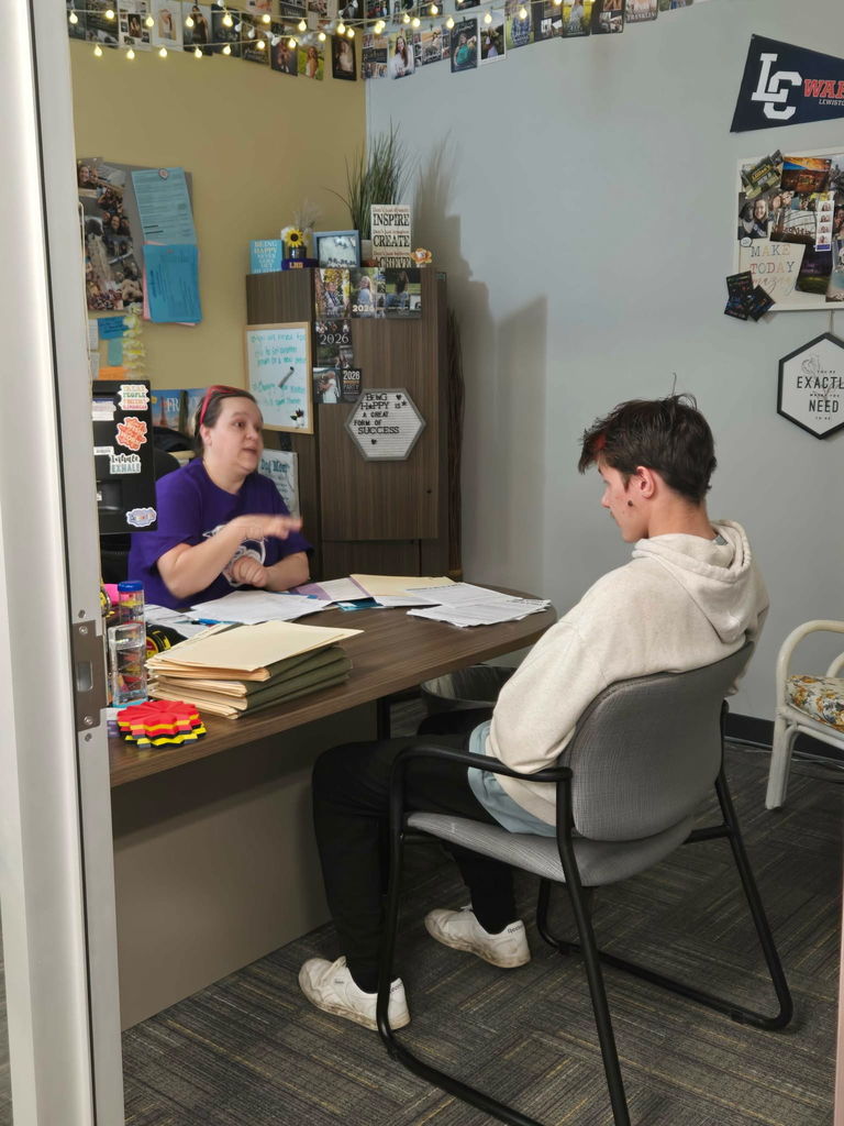 students participating in mock interviews