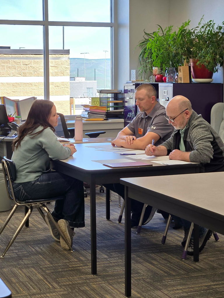 students participating in mock interviews