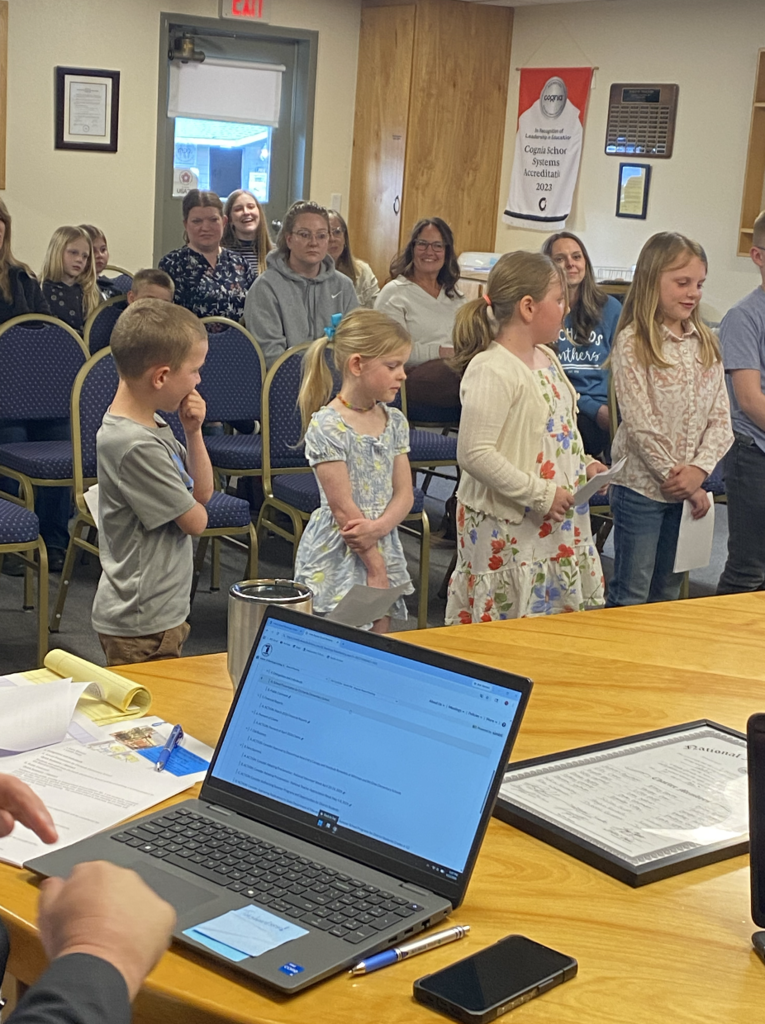STEM students presenting to the school board
