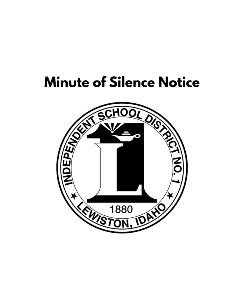 minute of silence notice, and district logo